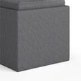 thumbnail image 3 of Simpli Home Rockwood 17 inch Wide Contemporary Square Cube Storage Ottoman with Tray in Slate Grey Linen Look Fabric, Assembled, 3 of 9