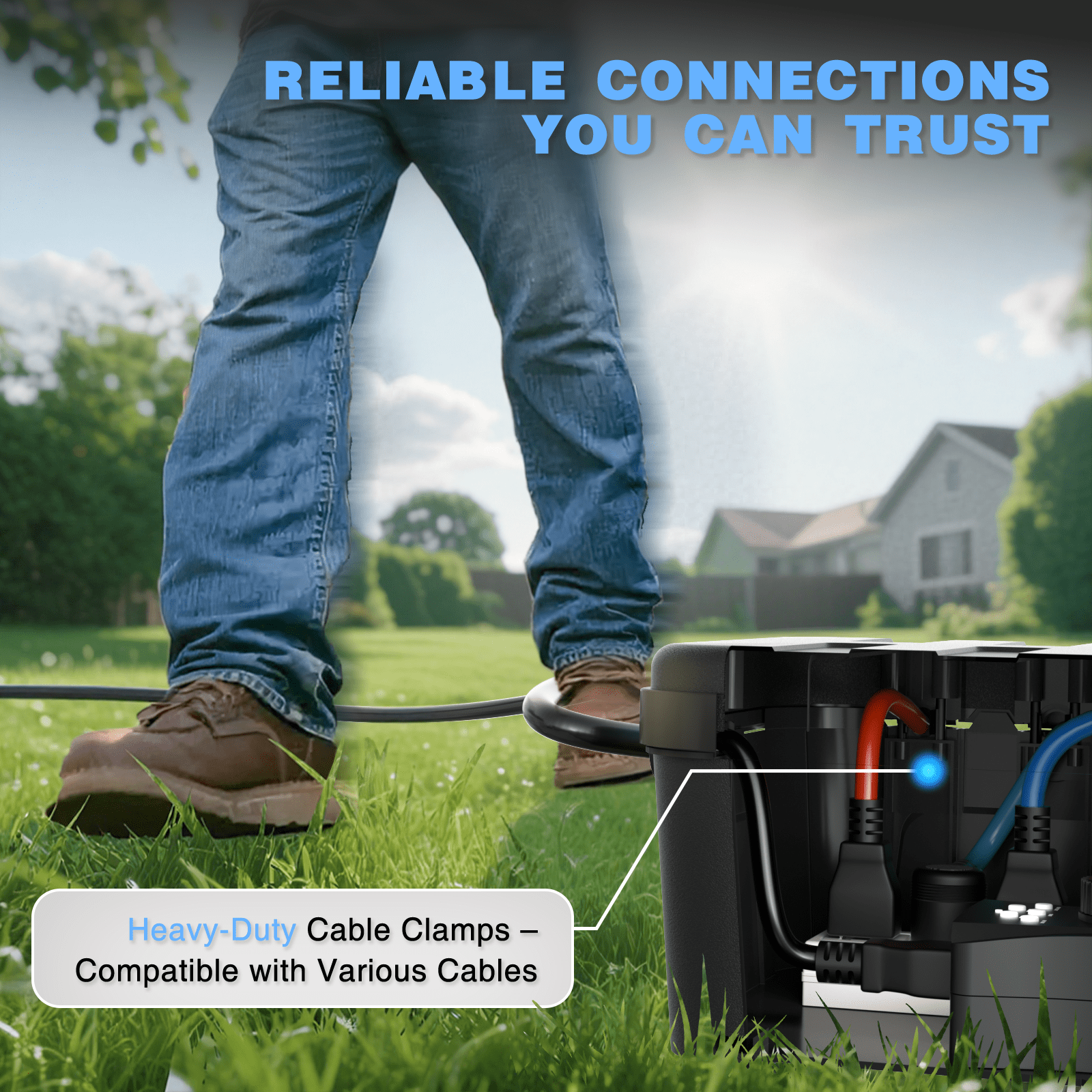 Restmo Extra Large Weatherproof Electrical Box, IP54 Waterproof Outdoor Extension Lead Cover, Protect Outlet, Plug, Socket, Timer, Power Strip, Holiday Light Decoration, Black