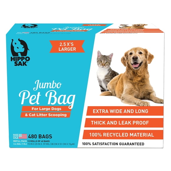 Bolsas para excrementos de mascotas Hippo Sak, extra grandes, 480 unidades, para perros