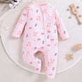 thumbnail image 2 of 6-12 Months Newborn Bodysuit Baby Romper For Falland Winter Long Sleev Belly Romper To Zipper Long Sleeve Sleeper Jumpsuit Pink Infant Gift, 2 of 4