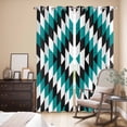 thumbnail image 3 of Turquoise Aztec Kitchen Curtains 84 Inch Length, Black White Southwest Vintage Geometric Grommet Top Bedroom Living Room Curtains, Light Filtering Cafe Curtain Drapes 2 Panels Set 84''x84'', 3 of 9