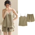 thumbnail image 4 of SAZBJOJN Womens Pajamas Sleeveless Cami Shorts Pajama Set Soft Casual Lightweight Breathable Pajamas for Women Set Summer Sleepwear for Daily Home Rest Brown Size One Size, 4 of 4