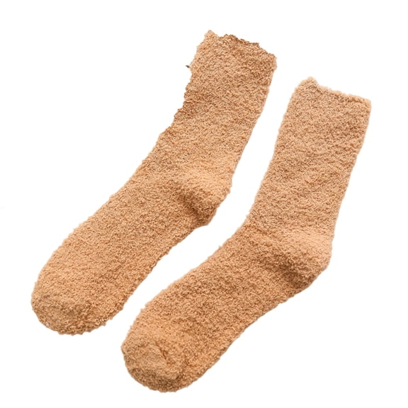 ZCNKMX Men's Adult Home Thick Velvet Warm Floor Socks, Mid-Calf Sleep Socks with Plush Lining, Non-Slip and Cozy for Indoor Relaxation and Bedtime, Yellow