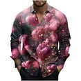 thumbnail image 2 of Mens Valentines Day Shirts, Long Sleeve Shirts Men Graphic, Fashionable Men's Valentine's Day Casual and Comfortable Long Sleeved Lapel Collar Printed Top Shirt, 2 of 5