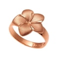 thumbnail image 2 of 14k solid pink rose gold Hawaiian 14mm single plumeria flower ring size 5 to 12, 2 of 4