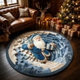 thumbnail image 5 of 3D Blue Santa Spiral Staircase Round Rug - Soft Non-Slip Washable Floor Mat for Living Room, Bedroom Entryway & Festive Holiday Decor, 5 of 7
