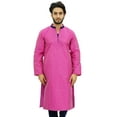 thumbnail image 7 of Atasi Designer Men's Party Wear Pink Kurta Pyjama Set Long Dupion Shirt-Small, 7 of 7