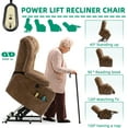 thumbnail image 6 of VIVIJASON Tall Man Large Power Lift Recliner Chair with Massage and Heat for Elderly, Overstuffed Wide Electric Lift Recliner with Extended Footrest, 2 Cup Holder, Side Pockets & USB Ports (Brown), 6 of 9