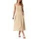 thumbnail image 2 of Vestido midi casual sin mangas de corte A con escote redondo para mujer INSPIRE CHIC en color caqui, talla L, 2 of 6