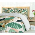 thumbnail image 6 of Ambesonne Cheetah Duvet Cover Set, Modern Jungle Leaf Scene, King, Jade Green Mustard and White, 6 of 6