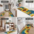 thumbnail image 5 of Blue Sunflower Pattern Kitchen Rugs Sets Of 3,Kitchen Runner Rugs Non Skid Washable,Decorative Kitchen Floor Mats for Kitchen,Sink,Laundry,17"x30"+ 17"x47" + 17"x59", 5 of 6