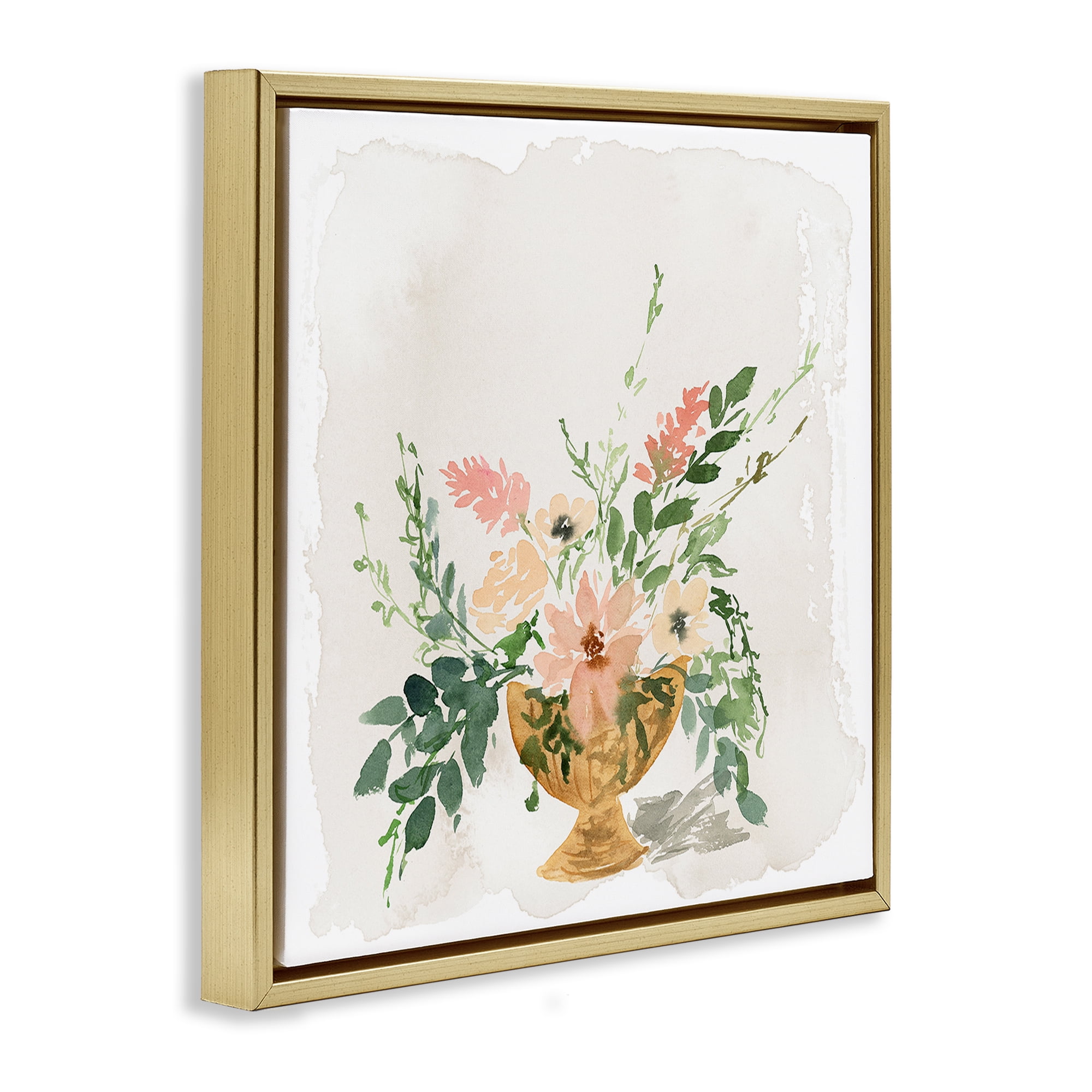Stupell Industries Sunday's Best Florals Botanical & Floral Painting Gold Floater Framed Art Print Wall Art, 18 x 18