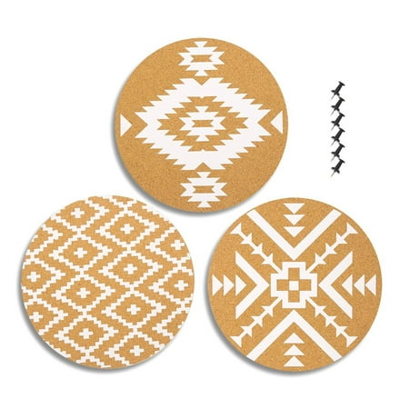 Outdoor Bulletin Board Plans 3-Pack Cork Bulletin Boards in 3 Assorted Designs - Decorative Self-Adhesive Round Wall Décor Cork boards with Tribal Prints, 6 Push Pins Included for Pinning Memos and Reminders, 12 x 12 x 0.2 inches ()