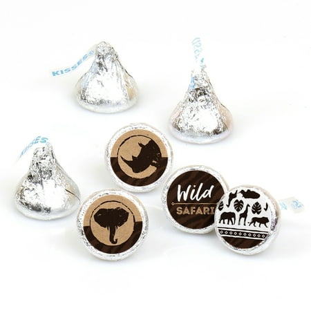 Wild Safari - African Jungle Adventure Birthday Party or Baby Shower Candy Sticker Favors - Hershey’s Kisses - 108 Ct