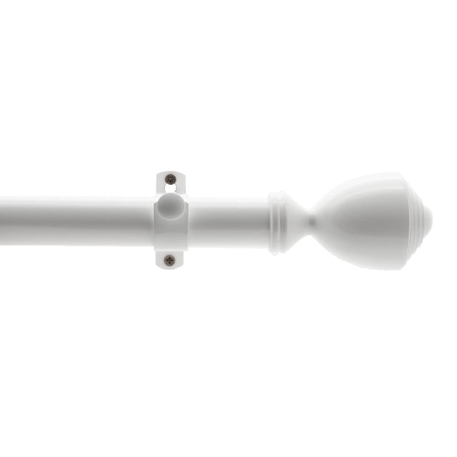 Tailor & Taylor 1 inch Decorative Curtain Rod, Metal Telescopic Drapery Hardware Set, Adjustable Rod with Designer Cup Finial for Living Room, Kitchen and Windows (18"-36", White)