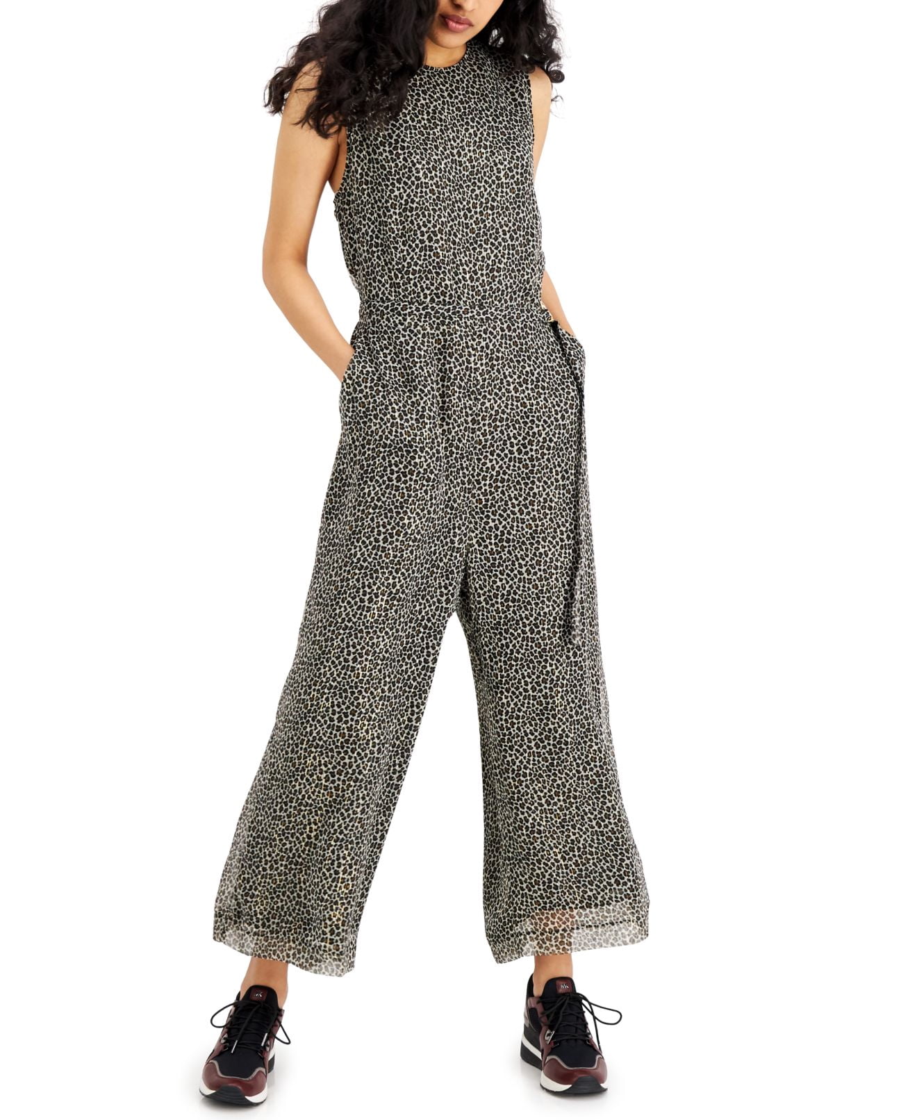 Michael Kors Womens Jumpsuit Leopard 