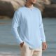 thumbnail image 1 of pstuiky camisa de manga larga para hombre, Camiseta deportiva informal de manga larga con botones y cuello redondo para hombre, color liso salir tops xxxl, 1 of 9