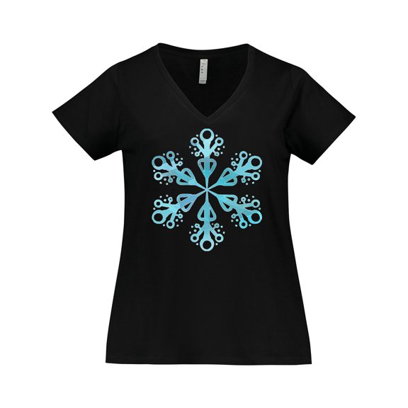 Inktastic Icy Blue Winter Snowflake Women's Plus Size V-Neck T-Shirt