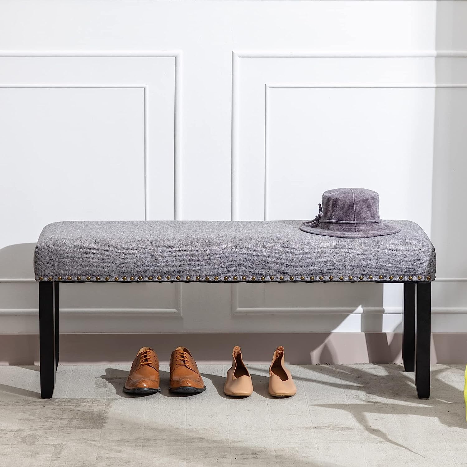 Upholstered Entryway Bench, Fabric Bedroom Bench Ottoman Bench End Of