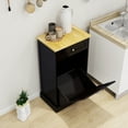 thumbnail image 3 of Tilt Out Trash Cabinet 10 Gallon Wooden Free Standing Laundry Sorter Cabinet,Recycling Cabinet with Hideaway Drawer,Tilt Out Trash Cabinet Can Bin Kitchen, 3 of 10