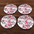 thumbnail image 2 of CARIBOU Drink Round Fabric Felt Neoprene Coasters Set of 4pcs, Spring Flowers Cherry Blossom, 2 of 4