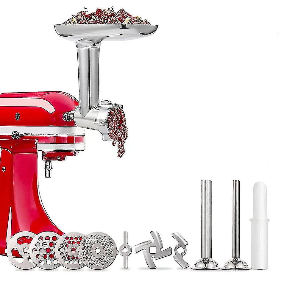Robot Pâtissier Accessoire Viande Accessoire Hachoir Viande KitchenAid - 5 Plaques Broyage 3 Tubes Saucisses - Acier Inoxydable - Pour Viandes Et Légumes Kit Saucisses Viande Hachée
