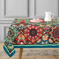 Boho Tablecloth Oblong/Rectangle 60 x 84 Inch Washable Reusable Waterproof Table Cloth -Medallion Geometric Plaid Bohemian Morocco Tile Print Table Cover for Dining Room, Tabletop Decoration