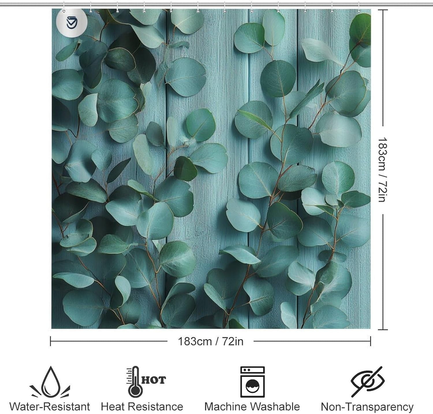 Bathroom Shower Curtain Sets with Rugs, Eucalyptus Leaves Pattern Printed on Bath Sets for Bathroom Accessories, Perfect for Bathroom Hotel Dorm Spa Home, 72 x 72 inches