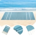 thumbnail image 6 of LACKUST Blue Striped Beach Towel - Quick-Dry Oversized Towel for Travel and Outdoor Activities, 35.43x70.86 Inches, 6 of 7