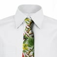 thumbnail image 2 of Exotic Necktie, Cheerful Hibiscus Butterfly, Dress Tie, 3.7", Olive Green Multicolor, by Ambesonne, 2 of 3