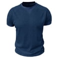 thumbnail image 3 of LWavelet Waffle Knit Men's T-Shirt Breathable for Everyday Casual and Relaxed Wear Navy XL, 3 of 5