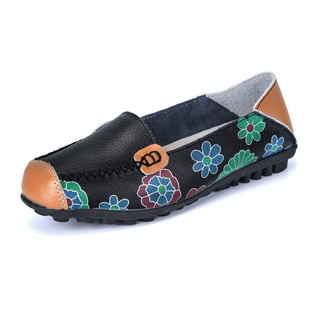 

JINMGG Flat Shoes for Women Plus Clearance Fashion Women Ankle Strap Summer Printing Slip-on Sneaker Flats Shose Black 40