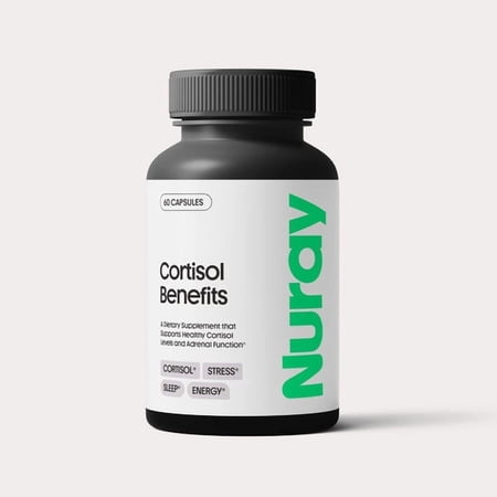 Nuray Cortisol Support Capsules with Ashwagandha & Rhodiola Rosea, Daily Wellness Supplement, Energy & Balance Support, 60 Count
