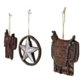 thumbnail image 2 of Set of 3 Rustic Western Star Ropes Circle Tooled Leather Horse Saddles Ornaments, 2 of 10
