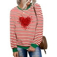 thumbnail image 5 of ICHUANYI Womens Striped Heart Print Oversized Sweatshirt Color Block Crew Neck Long Sleeve Casual Loose Pullover Top Sweatshirts, 5 of 5
