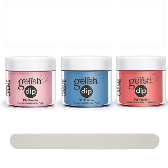 Gelish Professional Quality Nail Dip Powder Set of 3 Colors with Free Nail File - Brights Collection