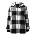 thumbnail image 4 of Women's Plaid Hooded Jacket Soft Comfortable Long Sleeve Zipper Front Loose Fit Outerwear With Pockets For Casual Wear, 4 of 4