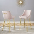 thumbnail image 2 of Bar Stool Chair Barstool, Set of 2, Pink, Velvet, Modern Contemporary, Mid Century Bar Pub Cafe Bistro Hotel Lounge Dining Kitchen, 2 of 8