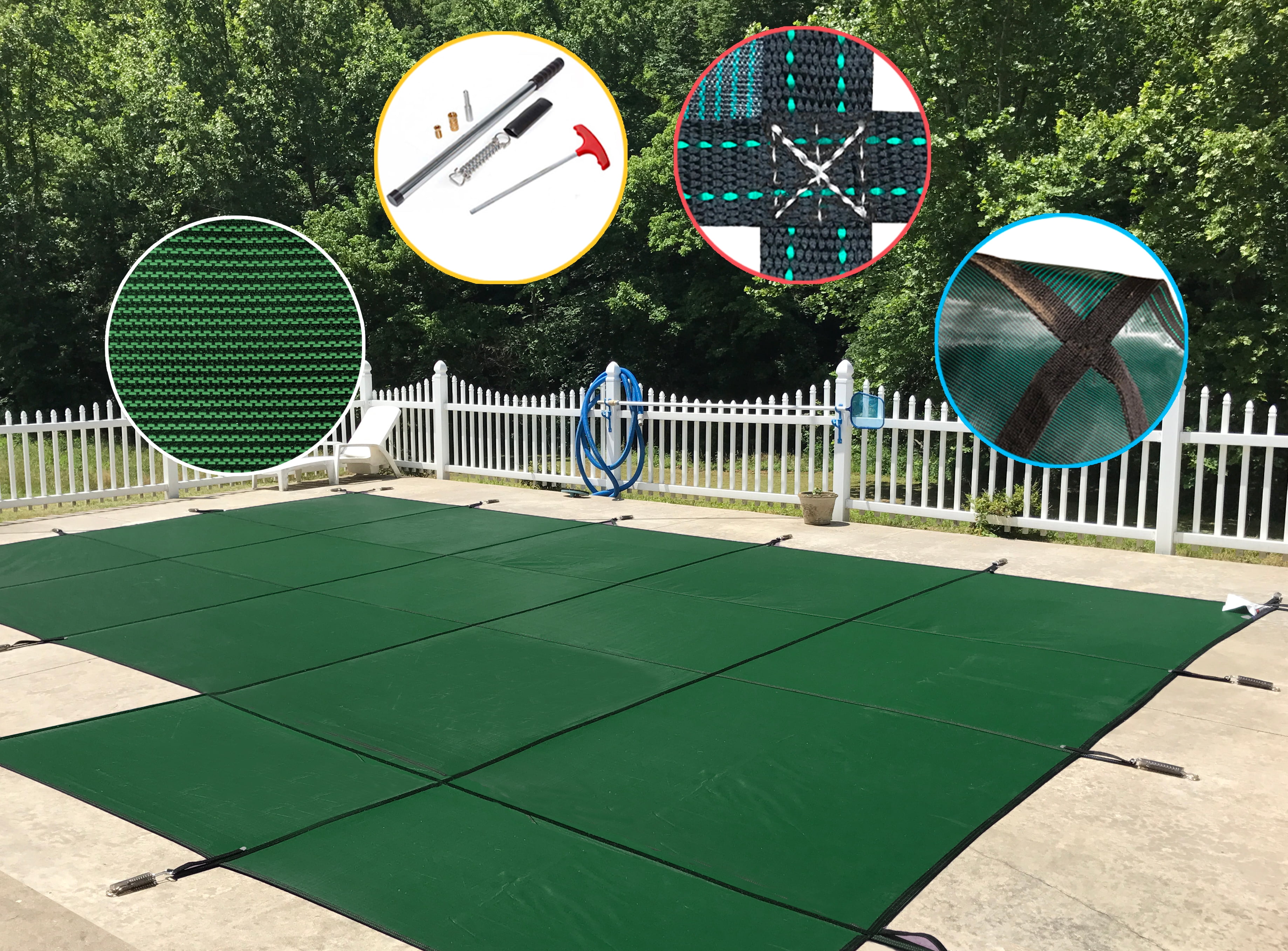 WaterWarden in-Ground Pool Safety Cover Fits 20’ x 40’, Right Step, UL Classified to ASTM F1346