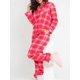 thumbnail image 1 of Conjunto de pijama navideño a cuadros para mujer, camiseta de manga larga abotonada con pantalones, ropa de dormir para estar en casa, 1 of 5