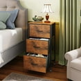 thumbnail image 2 of GALAXHERO 3-Drawer Fabric Dresser, Nightstand Cabinet with Wheels, Organizer Storage Unit for Bedroom, Office, Closets, Sturdy Steel Frame, Easy Pull Handle, Rustic Brown Wood Grain Print, 2 of 5
