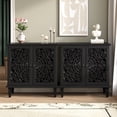 thumbnail image 7 of Vintage Accent Cabinet with Floral Carved Doors, 2 Door Sideboard Storage Cabinet with Adjustable Shelf, Black, 7 of 7