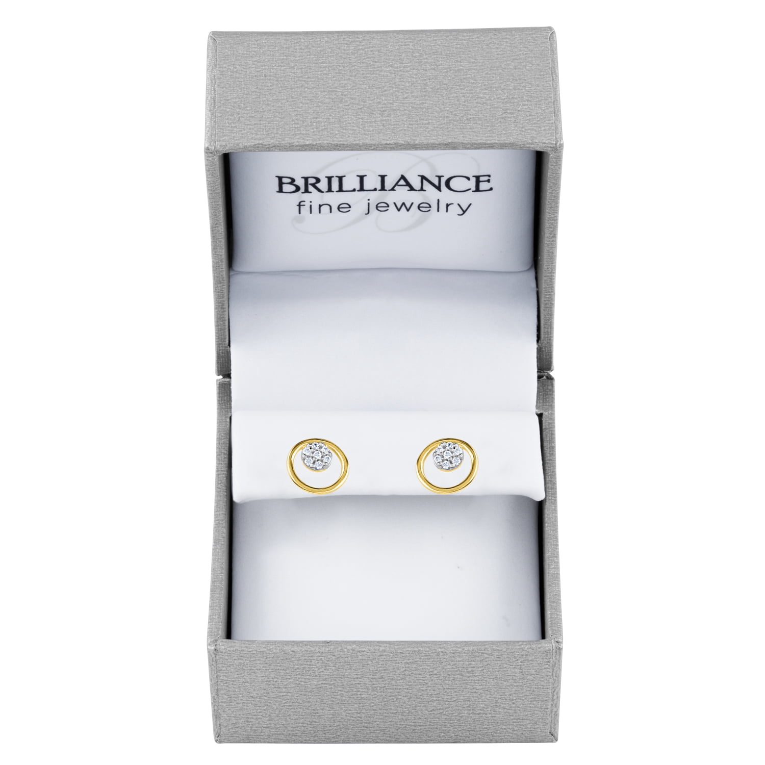 Gemspirations Diamond Accent Circle Cluster Earrings Sterling Silver 14K Yellow Gold Plated