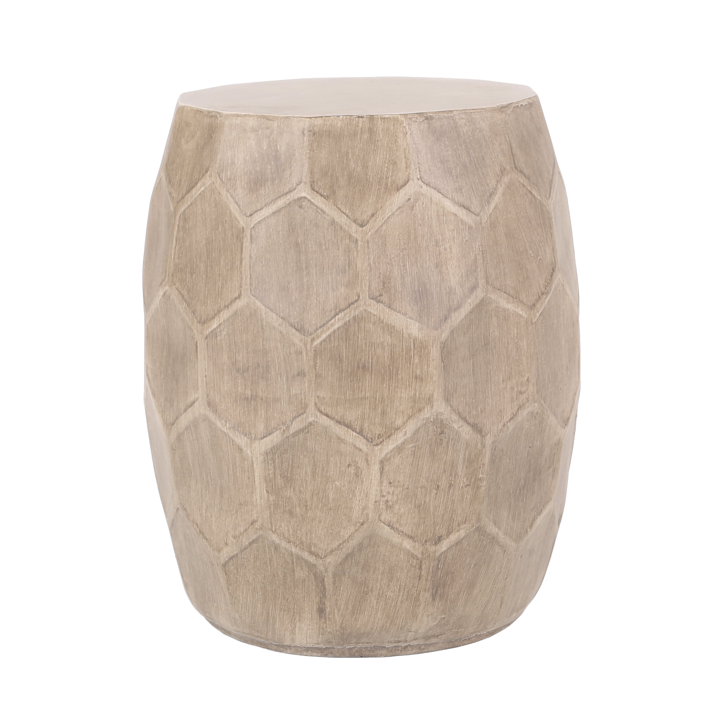 Outdoor Honeycomb Pattern Side Table, Lightweight Concrete Craft for Patio Garden, Natural