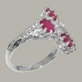 thumbnail image 3 of LBG British Made 14k White Gold Cubic Zirconia & Ruby Womens Anniversary Ring - 33 size options - Size 8.5, 3 of 6