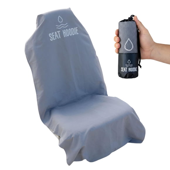 Funda de toalla para asiento de coche, sudadera con capucha, microfibra, universal, gris