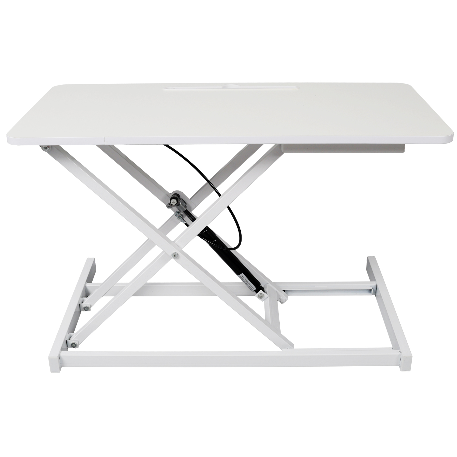 Lisonu Adjustable Height Standing Desk Converter, 31.5" Gas Spring Sit Stand Riser with Keyboard Tray for Home Office, MDF and Steel, White