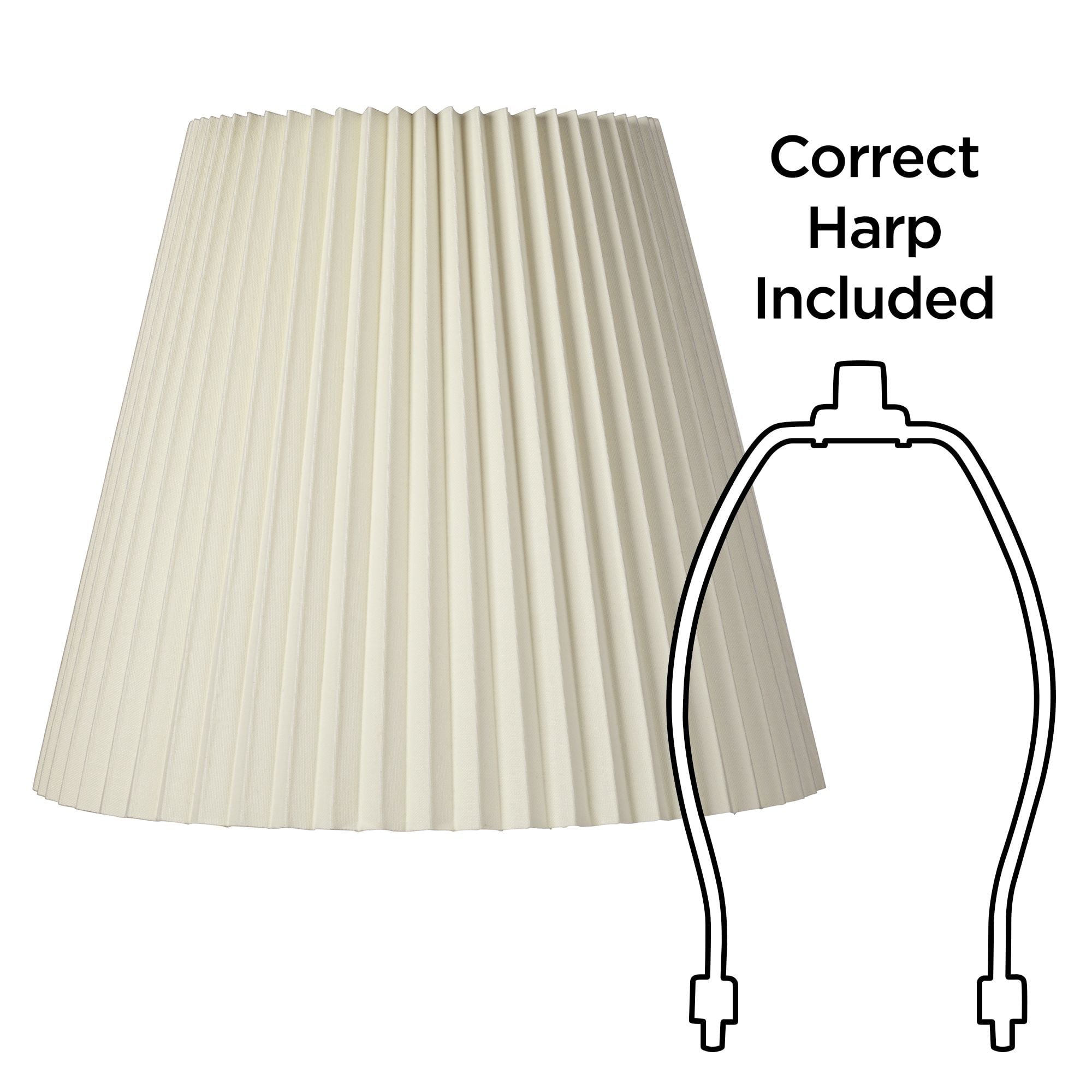 Springcrest 10" Top x 17" Bottom x 14 1/2" High x 14 3/4" Slant Lamp Shade Replacement Large Ivory Bell Pleated Spider Harp Finial