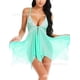 thumbnail image 1 of Pijama de lencería sexy multicolor de encaje europeo y americano perspectiva de dobladillo falda de tirantes con abertura frontal irregular verde XL ShuxiuWang  1327537352020, 1 of 1