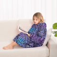 thumbnail image 4 of Purple and Blue Damask Pattern Blanket Hoodies for Kids 6-13YR Oversize Wearable Blanket Hoodies for Boys Girls Teens, 4 of 7